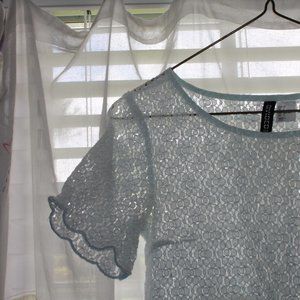 Sheer Floral Baby Blue Tee